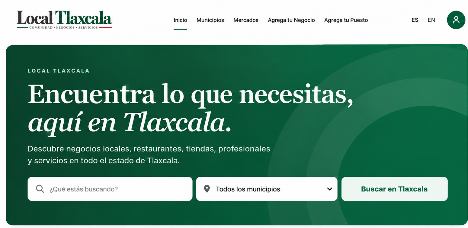 Local Tlaxcala, diseño de escritorio en español